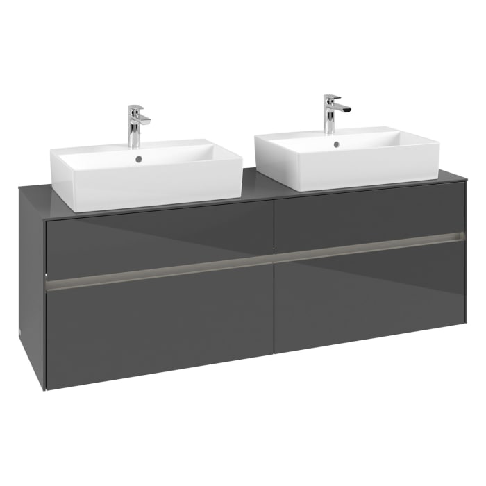 Villeroy & Boch Collaro Waschtischunterschrank 160 x 50 cm, mit 4 Auszügen und LED-Beleuchtung für 2 Waschtische