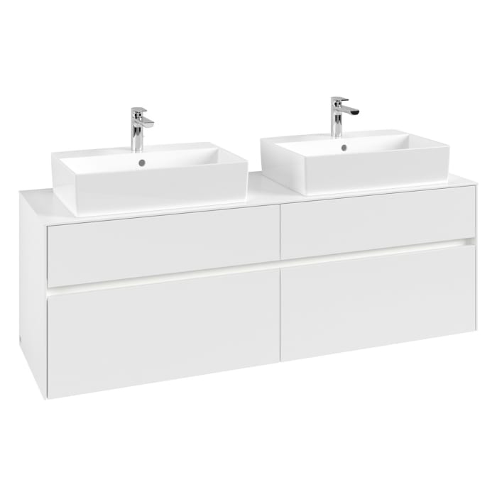 Villeroy & Boch Collaro Waschtischunterschrank 160 x 50 cm, mit 4 Auszügen und LED-Beleuchtung für 2 Waschtische