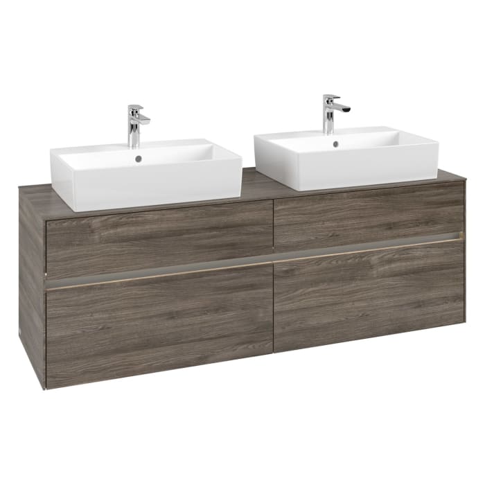 Villeroy & Boch Collaro Waschtischunterschrank 160 x 50 cm, mit 4 Auszügen und LED-Beleuchtung für 2 Waschtische