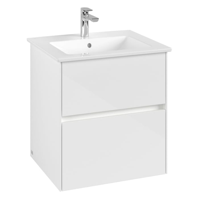 Villeroy & Boch Collaro Waschtischunterschrank 56 x 48 cm, mit 2 Auszügen und LED-Beleuchtung für Venticello Waschtisch