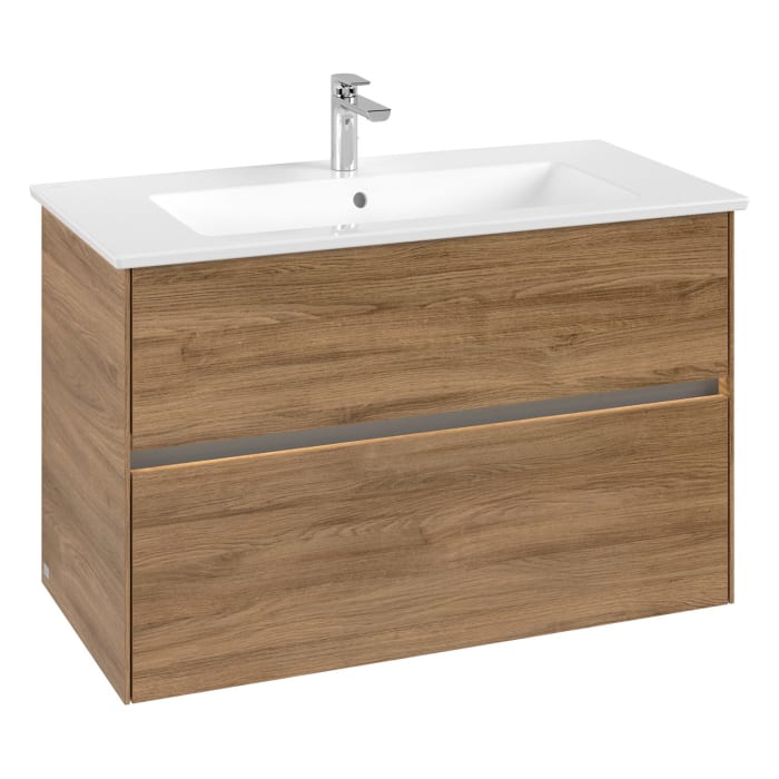 Villeroy & Boch Collaro Waschtischunterschrank 96 x 48 cm, mit 2 Auszügen und LED-Beleuchtung für Venticello Waschtisch