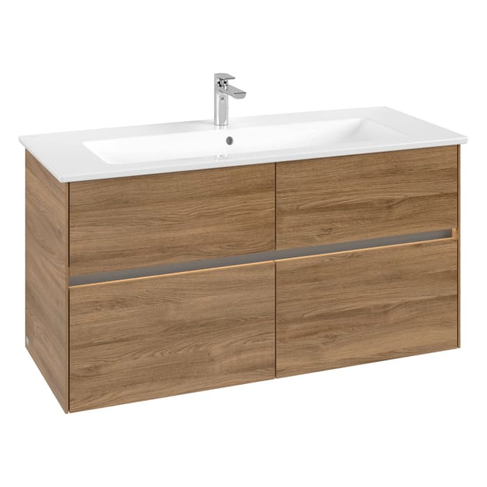 Villeroy & Boch Collaro Waschtischunterschrank 116 x 48 cm, mit 4 Auszügen und LED-Beleuchtung für Venticello Waschtisch