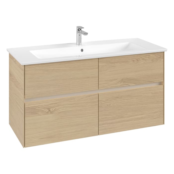 Villeroy & Boch Collaro Waschtischunterschrank 116 x 48 cm, mit 4 Auszügen und LED-Beleuchtung für Venticello Waschtisch