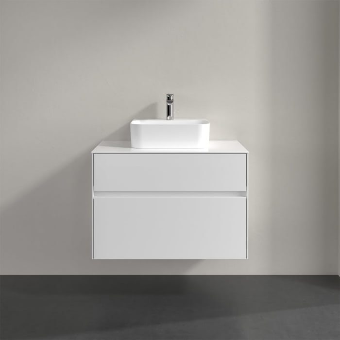 Villeroy & Boch Collaro Waschtischunterschrank 80 x 50 cm, mit 2 Auszügen und LED-Beleuchtung für Finion Waschtisch
