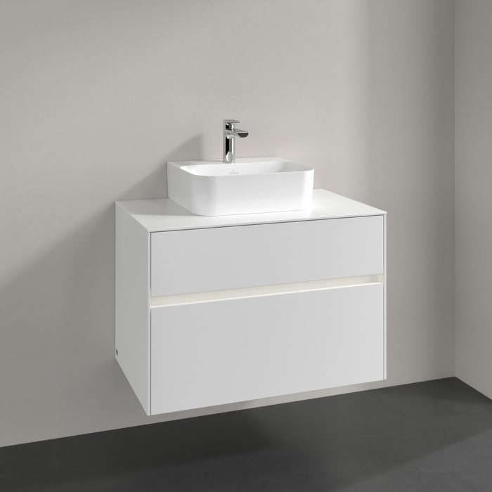 Villeroy & Boch Collaro Waschtischunterschrank 80 x 50 cm, mit 2 Auszügen und LED-Beleuchtung für Finion Waschtisch
