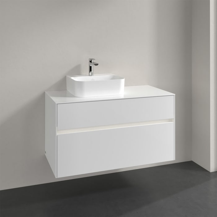 Villeroy & Boch Collaro Waschtischunterschrank 100 x 50 cm, mit 2 Auszügen und LED-Beleuchtung für Finion Waschtisch
