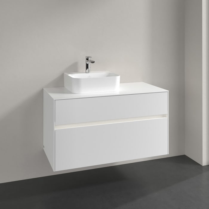 Villeroy & Boch Collaro Waschtischunterschrank 100 x 50 cm, mit 2 Auszügen und LED-Beleuchtung für Finion Waschtisch