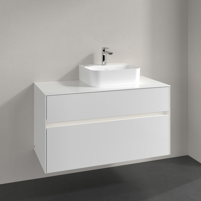 Villeroy & Boch Collaro Waschtischunterschrank 100 x 50 cm, mit 2 Auszügen und LED-Beleuchtung für Finion Waschtisch