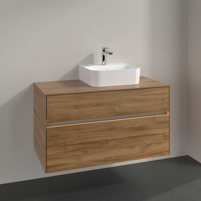 Villeroy & Boch Collaro Waschtischunterschrank 100 x 50 cm, mit 2 Auszügen und LED-Beleuchtung für Finion Waschtisch