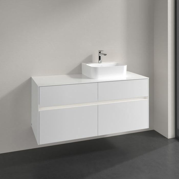 Villeroy & Boch Collaro Waschtischunterschrank 120 x 50 cm, mit 4 Auszügen und LED-Beleuchtung für Finion Waschtisch