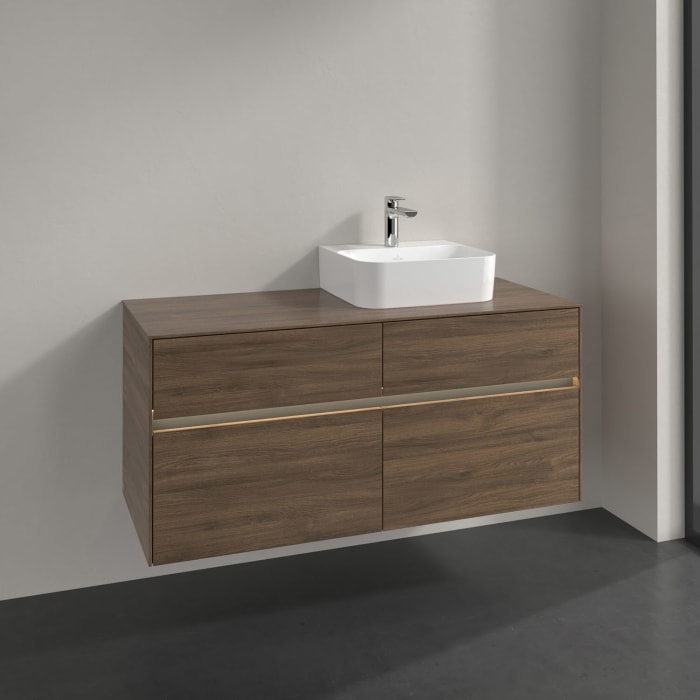 Villeroy & Boch Collaro Waschtischunterschrank 120 x 50 cm, mit 4 Auszügen und LED-Beleuchtung für Finion Waschtisch