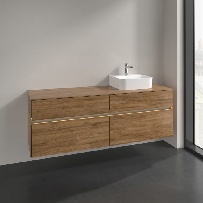 Villeroy & Boch Collaro Waschtischunterschrank 160 x 50 cm, mit 4 Auszügen und LED-Beleuchtung für Finion Waschtisch