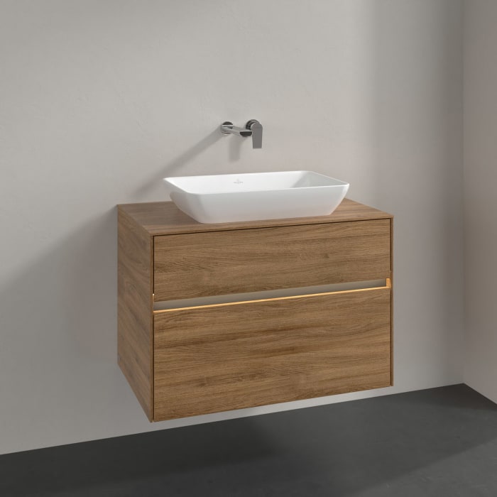 Villeroy & Boch Collaro Waschtischunterschrank 80 x 50 cm, mit 2 Auszügen und LED-Beleuchtung für Venticello Waschtisch