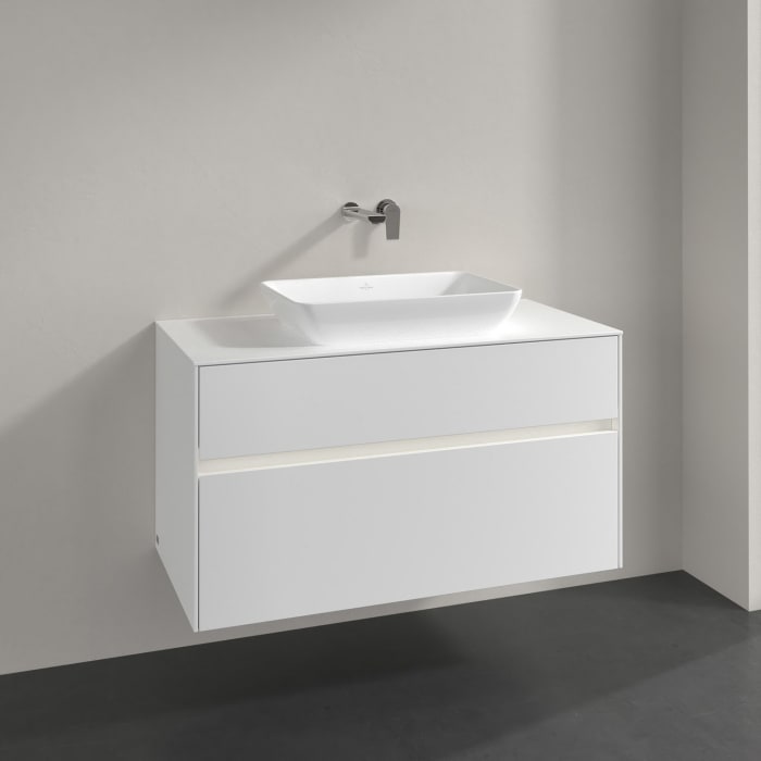 Villeroy & Boch Collaro Waschtischunterschrank 100 x 50 cm, mit 2 Auszügen und LED-Beleuchtung für Venticello Waschtisch