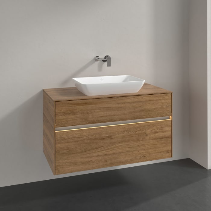 Villeroy & Boch Collaro Waschtischunterschrank 100 x 50 cm, mit 2 Auszügen und LED-Beleuchtung für Venticello Waschtisch