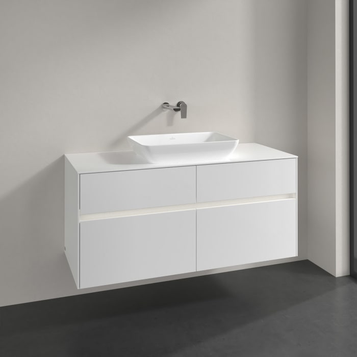 Villeroy & Boch Collaro Waschtischunterschrank 120 x 50 cm, mit 4 Auszügen und LED-Beleuchtung für Venticello Waschtisch