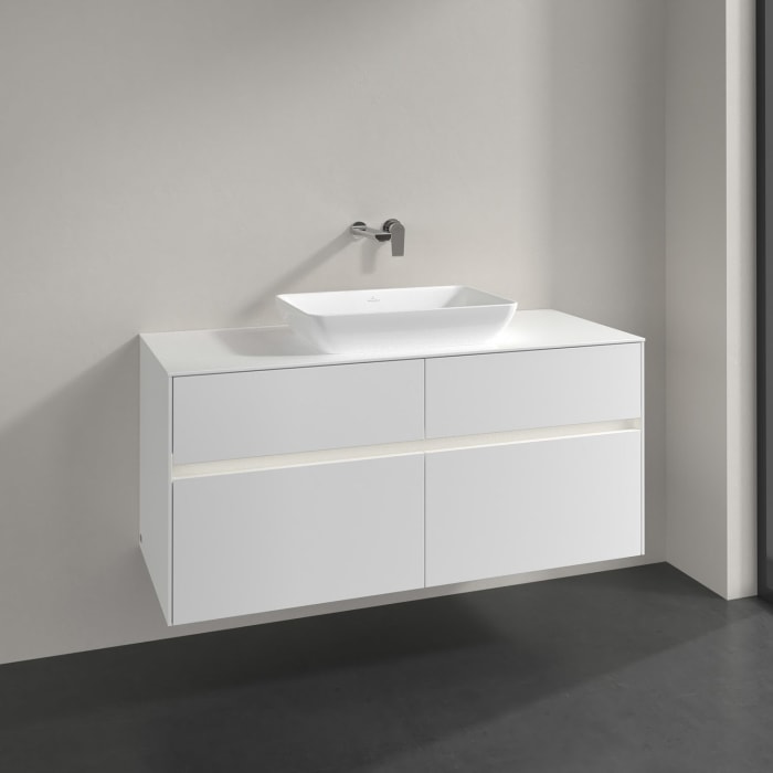 Villeroy & Boch Collaro Waschtischunterschrank 120 x 50 cm, mit 4 Auszügen und LED-Beleuchtung für Venticello Waschtisch