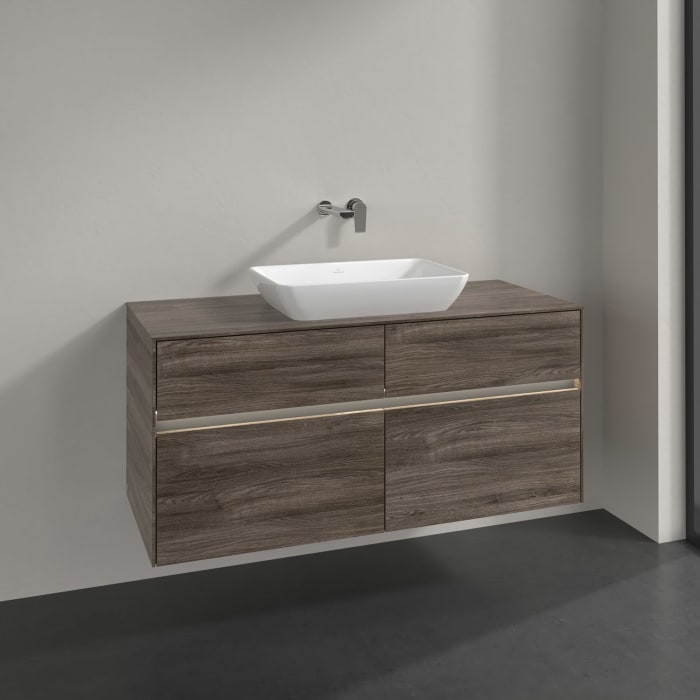Villeroy & Boch Collaro Waschtischunterschrank 120 x 50 cm, mit 4 Auszügen und LED-Beleuchtung für Venticello Waschtisch