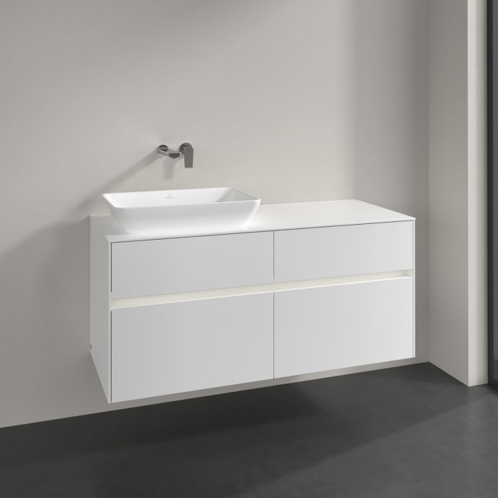 Villeroy & Boch Collaro Waschtischunterschrank 120 x 50 cm, mit 4 Auszügen und LED-Beleuchtung für Venticello Waschtisch