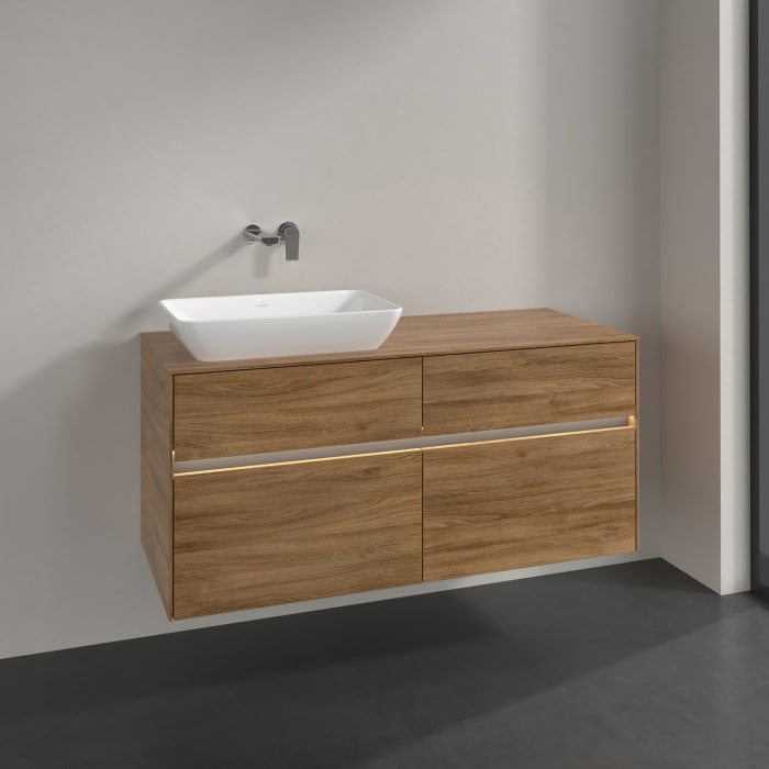 Villeroy & Boch Collaro Waschtischunterschrank 120 x 50 cm, mit 4 Auszügen und LED-Beleuchtung für Venticello Waschtisch