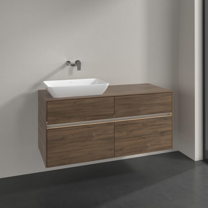 Villeroy & Boch Collaro Waschtischunterschrank 120 x 50 cm, mit 4 Auszügen und LED-Beleuchtung für Venticello Waschtisch