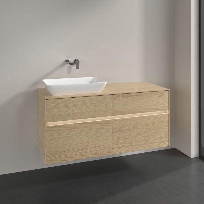 Villeroy & Boch Collaro Waschtischunterschrank 120 x 50 cm, mit 4 Auszügen und LED-Beleuchtung für Venticello Waschtisch