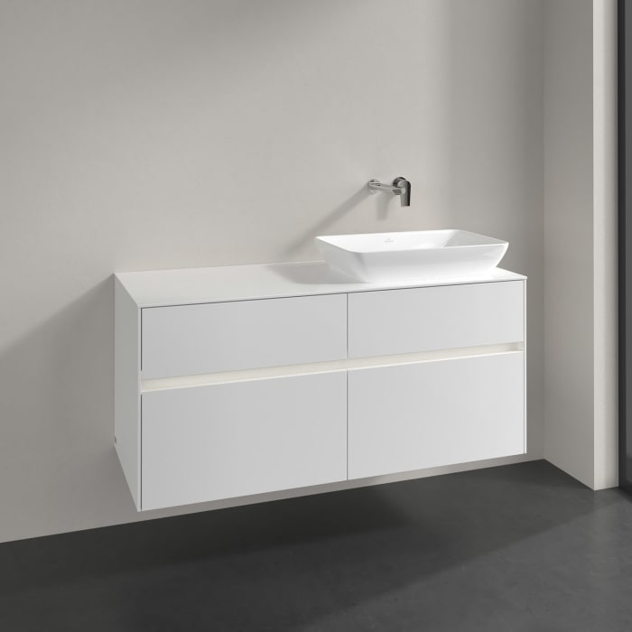 Villeroy & Boch Collaro Waschtischunterschrank 120 x 50 cm, mit 4 Auszügen und LED-Beleuchtung für Venticello Waschtisch