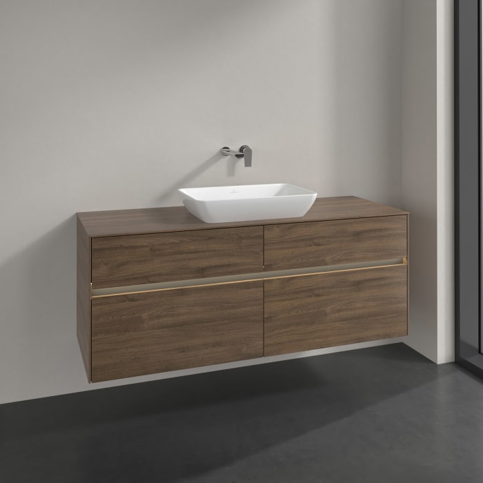 Villeroy & Boch Collaro Waschtischunterschrank 140 x 50 cm, mit 4 Auszügen und LED-Beleuchtung für Venticello Waschtisch