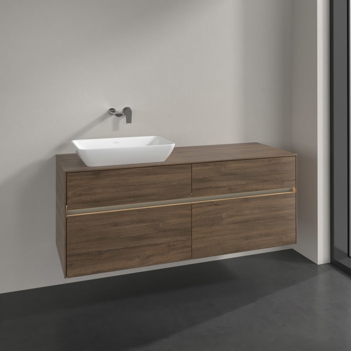 Villeroy & Boch Collaro Waschtischunterschrank 140 x 50 cm, mit 4 Auszügen und LED-Beleuchtung für Venticello Waschtisch