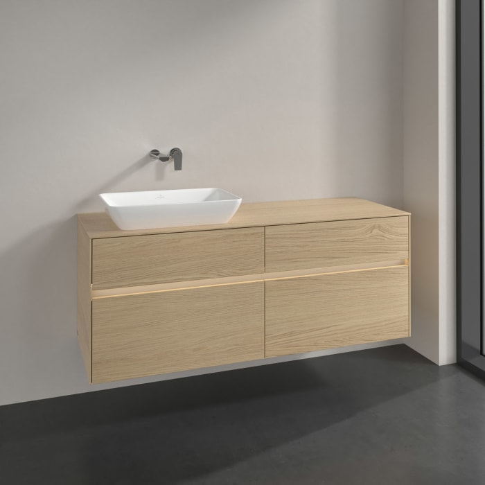 Villeroy & Boch Collaro Waschtischunterschrank 140 x 50 cm, mit 4 Auszügen und LED-Beleuchtung für Venticello Waschtisch