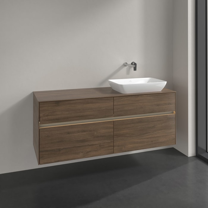 Villeroy & Boch Collaro Waschtischunterschrank 140 x 50 cm, mit 4 Auszügen und LED-Beleuchtung für Venticello Waschtisch