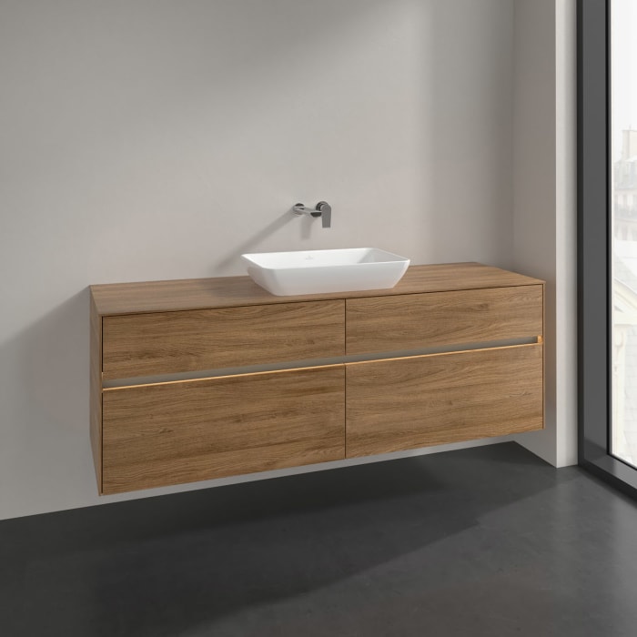 Villeroy & Boch Collaro Waschtischunterschrank 160 x 50 cm, mit 4 Auszügen und LED-Beleuchtung für Venticello Waschtisch