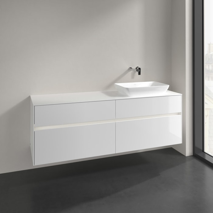 Villeroy & Boch Collaro Waschtischunterschrank 160 x 50 cm, mit 4 Auszügen und LED-Beleuchtung für Venticello Waschtisch