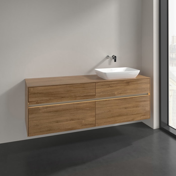 Villeroy & Boch Collaro Waschtischunterschrank 160 x 50 cm, mit 4 Auszügen und LED-Beleuchtung für Venticello Waschtisch