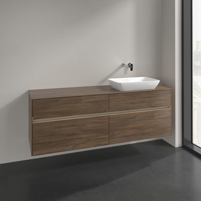 Villeroy & Boch Collaro Waschtischunterschrank 160 x 50 cm, mit 4 Auszügen und LED-Beleuchtung für Venticello Waschtisch