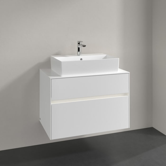 Villeroy & Boch Collaro Waschtischunterschrank 80 x 50 cm, mit 2 Auszügen und LED-Beleuchtung
