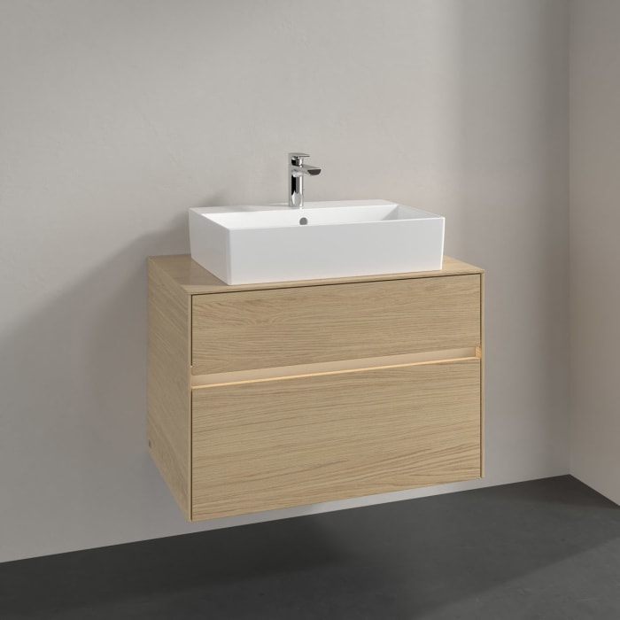 Villeroy & Boch Collaro Waschtischunterschrank 80 x 50 cm, mit 2 Auszügen und LED-Beleuchtung