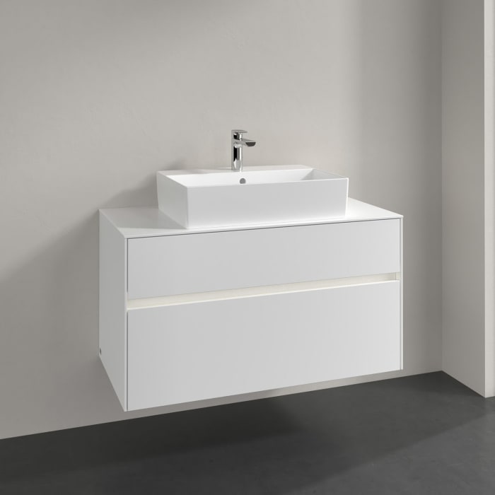 Villeroy & Boch Collaro Waschtischunterschrank 100 x 50 cm, mit 2 Auszügen und LED-Beleuchtung