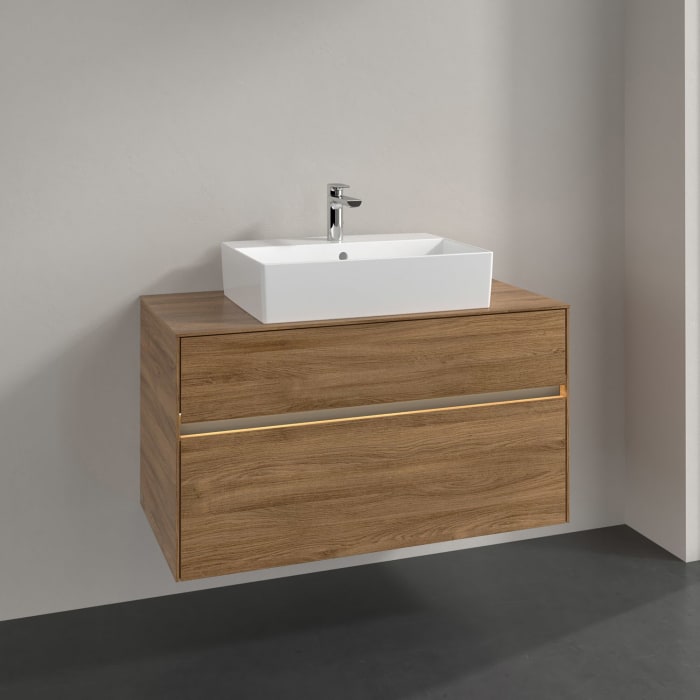 Villeroy & Boch Collaro Waschtischunterschrank 100 x 50 cm, mit 2 Auszügen und LED-Beleuchtung