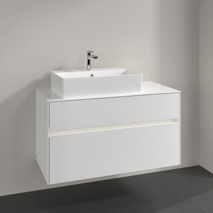 Villeroy & Boch Collaro Waschtischunterschrank 100 x 50 cm, mit 2 Auszügen und LED-Beleuchtung