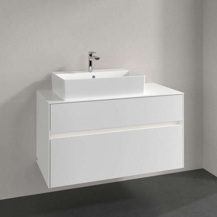Villeroy & Boch Collaro Waschtischunterschrank 100 x 50 cm, mit 2 Auszügen und LED-Beleuchtung