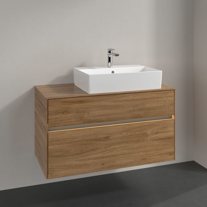 Villeroy & Boch Collaro Waschtischunterschrank 100 x 50 cm, mit 2 Auszügen und LED-Beleuchtung