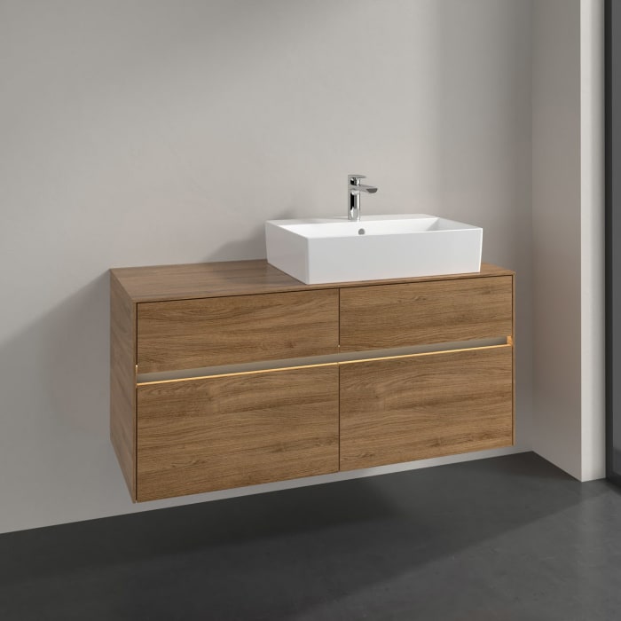 Villeroy & Boch Collaro Waschtischunterschrank 120 x 50 cm, mit 4 Auszügen und LED-Beleuchtung