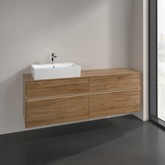 Villeroy & Boch Collaro Waschtischunterschrank 160 x 50 cm, mit 4 Auszügen und LED-Beleuchtung