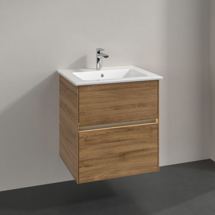 Villeroy & Boch Collaro Waschtischunterschrank 56 x 48 cm, mit 2 Auszügen und LED-Beleuchtung für Venticello Waschtisch