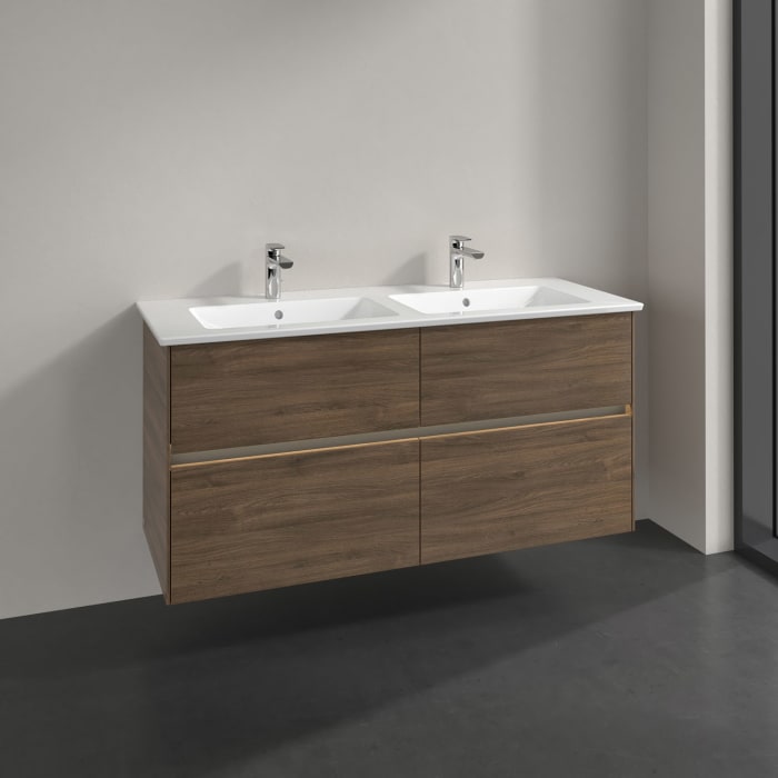 Villeroy & Boch Collaro Waschtischunterschrank 126 x 48 cm, mit 4 Auszügen und LED-Beleuchtung für Venticello Waschtisch