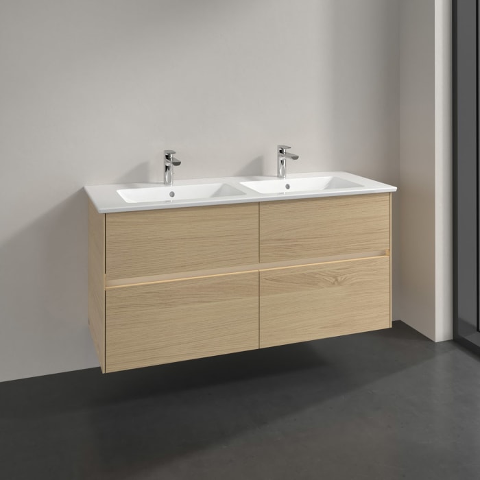 Villeroy & Boch Collaro Waschtischunterschrank 126 x 48 cm, mit 4 Auszügen und LED-Beleuchtung für Venticello Waschtisch