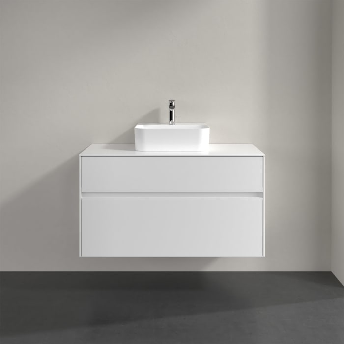 Villeroy & Boch Collaro Waschtischunterschrank 100 x 50 cm, mit 2 Auszügen und LED-Beleuchtung für Finion Waschtisch