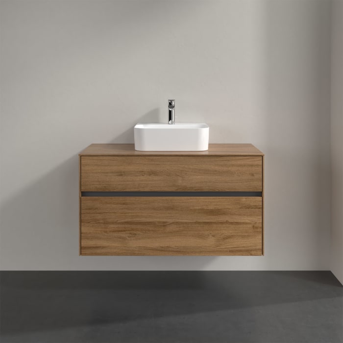 Villeroy & Boch Collaro Waschtischunterschrank 100 x 50 cm, mit 2 Auszügen und LED-Beleuchtung für Finion Waschtisch