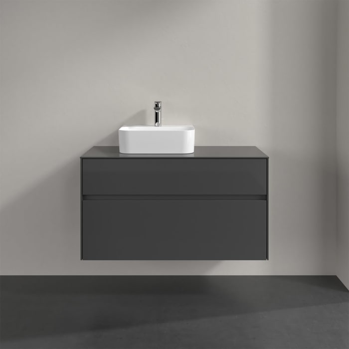 Villeroy & Boch Collaro Waschtischunterschrank 100 x 50 cm, mit 2 Auszügen und LED-Beleuchtung für Finion Waschtisch